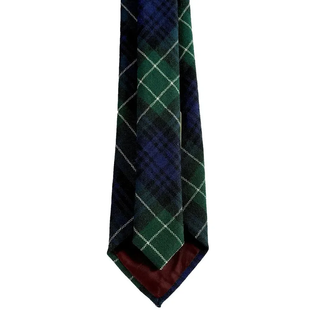VNTG ABERCROMBIE Men's Wool Tie Blackwatch Tartan Plaid Green Blue 56